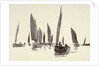 Sketch of small sailing craft with lug sails by William Lionel Wyllie