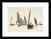 Sketch of small sailing craft with lug sails by William Lionel Wyllie