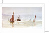 Sailing barges and a steamer, with a power station in the distance by William Lionel Wyllie