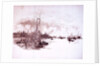 Port scene possibly London, with sailing barge and steam vessels by William Lionel Wyllie