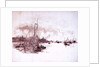 Port scene possibly London, with sailing barge and steam vessels by William Lionel Wyllie