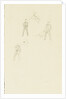 Three slight sketches of figures making flag signals by William Lionel Wyllie