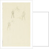 Three slight sketches of figures making flag signals by William Lionel Wyllie