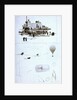 No 1 Lifting the 110 ton gun on board HMS 'Victoria', with inscription relating to scale of work and sketches of other vessels and a hot-air balloon by William Lionel Wyllie