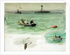 Sailors in a rowing boat retrieving an object from the sea by William Lionel Wyllie