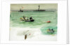 Sailors in a rowing boat retrieving an object from the sea by William Lionel Wyllie