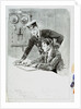 Radio operator and officer in radio room annotated with names and addresses of subjects, with the same image outlined on reverse by William Lionel Wyllie