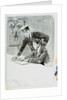 Radio operator and officer in radio room annotated with names and addresses of subjects, with the same image outlined on reverse by William Lionel Wyllie