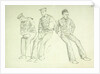 Sketch of three ratings relaxing, numbered (ix) by William Lionel Wyllie