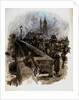 London Bridge with figures and traffic by William Lionel Wyllie