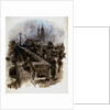 London Bridge with figures and traffic by William Lionel Wyllie