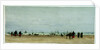 Beach scene with figures, donkey and cart, and small sailing vessels in the sea by William Lionel Wyllie