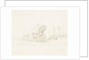 A rock with a galley near it by Willem van de Velde the Elder