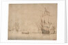 A flagship becalmed firing a salute by Willem Van de Velde the Younger