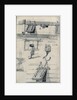 Studies of gun ports and four part block of an East Indiaman and a brig seen from ahead with lower yards cockbilled by Edward William Cooke