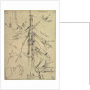 Rigging and other details probably relating to 951; including the main mast head, rudder tackle, anchor and flag by Edward William Cooke