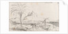 A rough sketch of a harbour with a mule working a well, and a hill and castle behind, possibly Alicante by Edward William Cooke