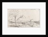 A rough sketch of a harbour with a mule working a well, and a hill and castle behind, possibly Alicante by Edward William Cooke