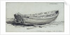 A coble hauled up on rollers on Yarmouth beach. Starbord quarter by Edward William Cooke