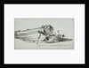 A coble on the beach at Yarmouth, starboard bow, with dan buoys and a fishing line tug by Edward William Cooke
