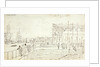 The 'Duchess of Atholl' being built at Blackwall with figures looking around the yard and shipping on the Thames by Henry Moses