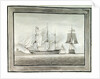 HMS 'Caledonia' in two positions by William Innes Pocock