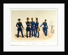 The midshipman, frigate captain, Naval artillery captain and infantry lieutenant, and Lieutenant of the Marine Engineer Corps standing in a portside scene by Franz Gerasch