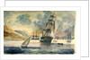 British man of war in a Mediterranean anchorage by D. Tandy
