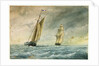 A pilot cutter, standing off, in the shipping lane with a full rigged ship astern by Harry Joseph Atkins