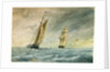 A pilot cutter, standing off, in the shipping lane with a full rigged ship astern by Harry Joseph Atkins