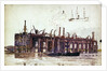 Jetty of Beckton Gasworks with very rough sketch of a ship and a tug by William Lionel Wyllie