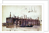 Jetty of Beckton Gasworks with very rough sketch of a ship and a tug by William Lionel Wyllie