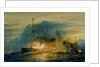 Rear Admiral Cradock's flagship, HMS 'Good Hope' (1901), on fire before blowing up at the battle of Coronel, 1 November 1914 by William Lionel Wyllie