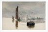 A Thames barge and a cement works by William Lionel Wyllie