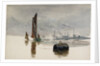 A Thames barge and a cement works by William Lionel Wyllie