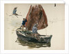 A man and a boy in a small sailing boat by William Lionel Wyllie