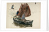 A man and a boy in a small sailing boat by William Lionel Wyllie
