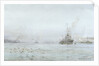 The interned German High Seas Fleet at Scapa Flow, with HMS 'Carlisle' and 'Blonde' by William Lionel Wyllie