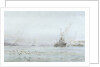 The interned German High Seas Fleet at Scapa Flow, with HMS 'Carlisle' and 'Blonde' by William Lionel Wyllie