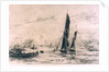 Barge and other craft on the river. 2. Trial proof by William Lionel Wyllie
