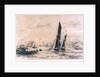 Barge and other craft on the river. 2. Trial proof by William Lionel Wyllie
