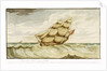 Naval sailing vessel underway, with inscription, 'Carrying Sail In Chase' by Edward Bamfylde Eagles