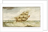 Naval sailing vessel underway, with inscription, 'Carrying Sail In Chase' by Edward Bamfylde Eagles