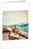 Negro at the wheel of a sailing vessel by John Fraser