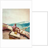Negro at the wheel of a sailing vessel by John Fraser