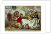 John Bull taking a Luncheon:  - or - British Cooks, cramming Old Grumble-Gizzard, with Bonne-Chere by James Gillray