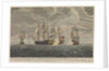 The brave Captain Tyrrel in the 'Buckingham' of 66 guns & 472 men defeating the 'Florissant', 'Aigrette' & 'Atlante', three French Ships of War, the 3rd of November 1758 by Francis Swaine