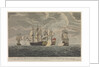 The brave Captain Tyrrel in the 'Buckingham' of 66 guns & 472 men defeating the 'Florissant', 'Aigrette' & 'Atlante', three French Ships of War, the 3rd of November 1758 by Francis Swaine