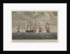 The brave Captain Tyrrel in the 'Buckingham' of 66 guns & 472 men defeating the 'Florissant', 'Aigrette' & 'Atlante', three French Ships of War, the 3rd of November 1758 by Francis Swaine
