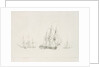 A 60-gun frigate of new construction, with a 38-gun frigate and a cutter nearby by Samuel Rawle